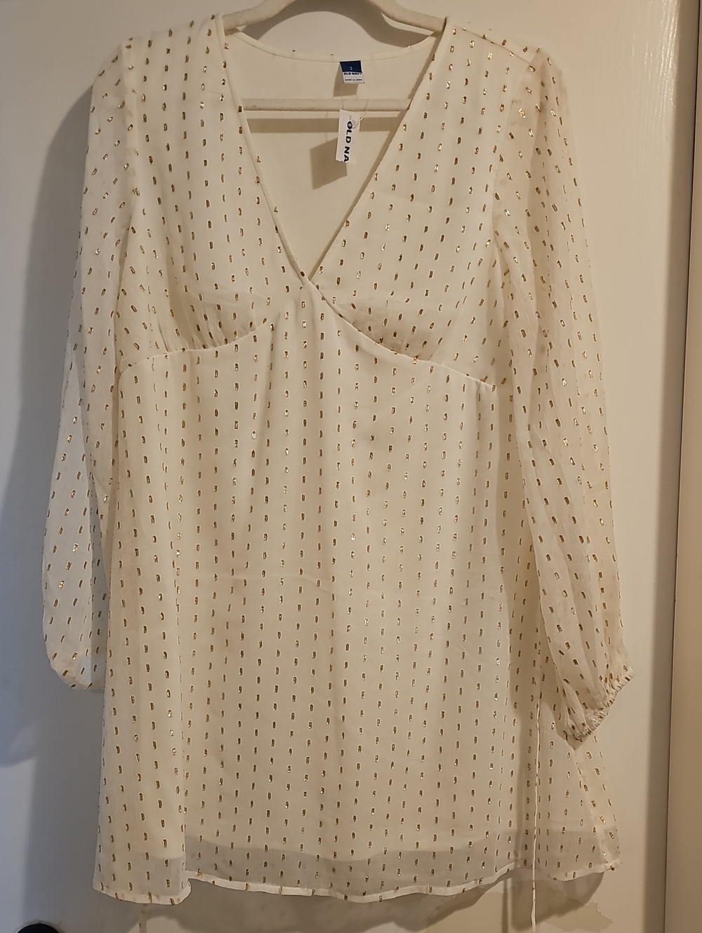 NWT Old Navy Cream Dress with Gold Dot Accents